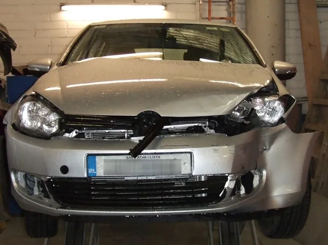 VW Golf front-end accident damage, before
